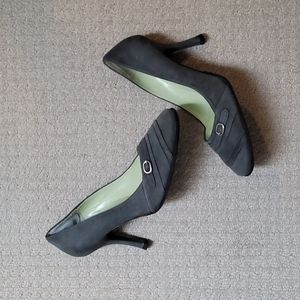 Greenish Gray Suede Pumps